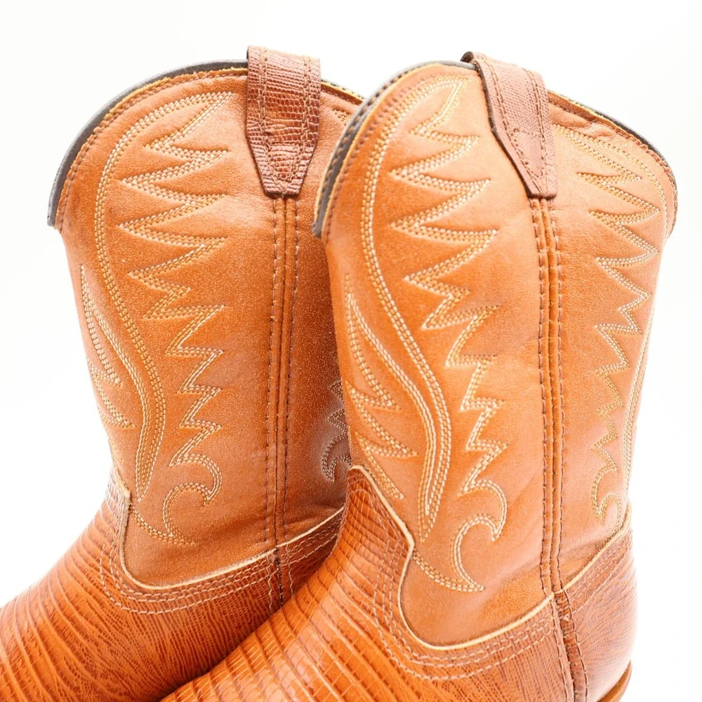 Acme Vintage Western Cowboy Boots Kids 2.5 D Brown Leather Deadstock NWT